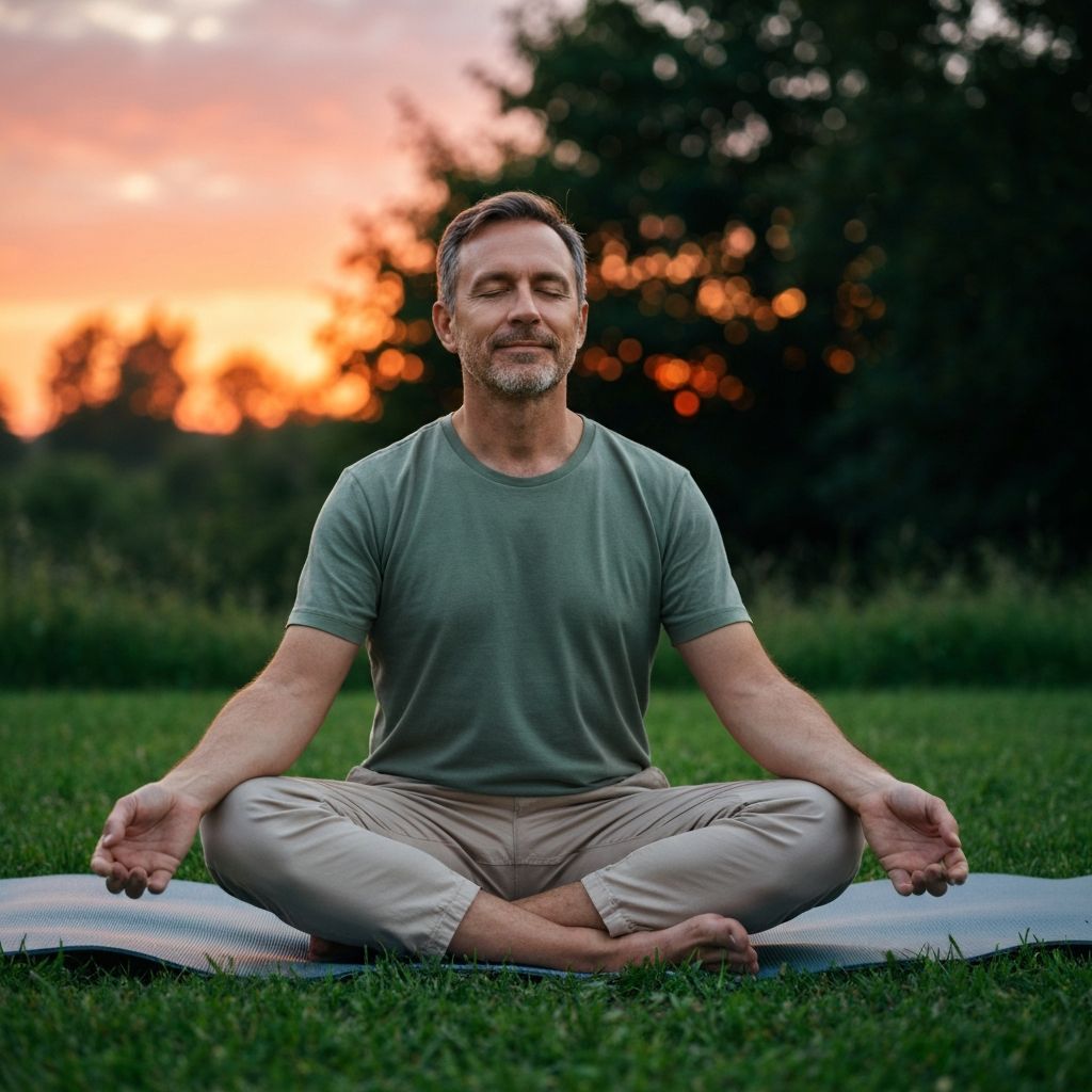 Man practicing mindful wellness outdoors